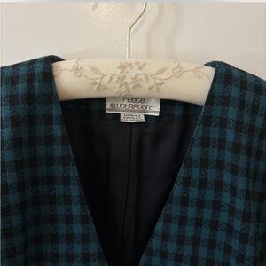 Vintage 90s Teal Checkered Cropped  Blazer | Dark Academia
